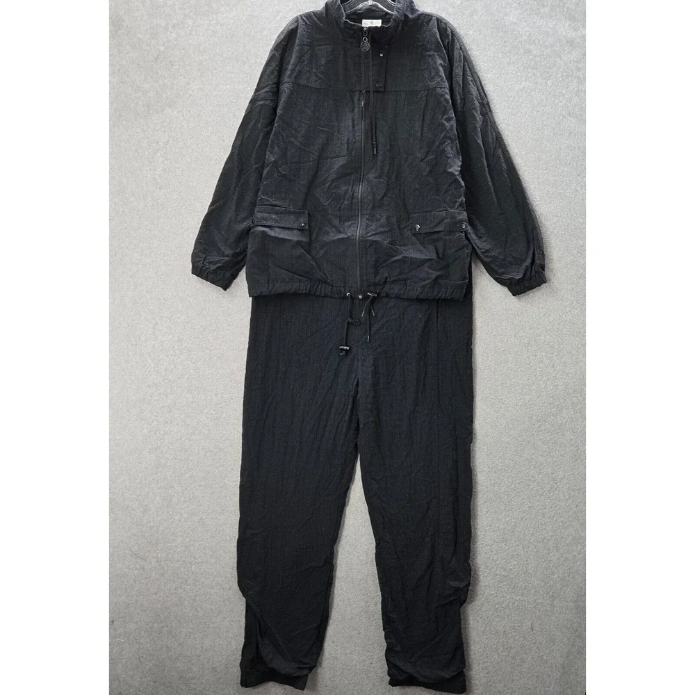 VINTAGE Adidas Men Jacket 2XL Black Track Suit Trefoil Embroidered